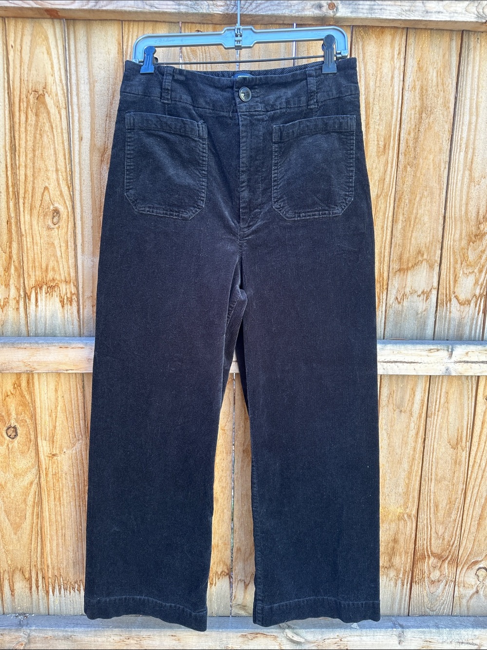 Maeve Black Wide-Leg Corduroy Pants